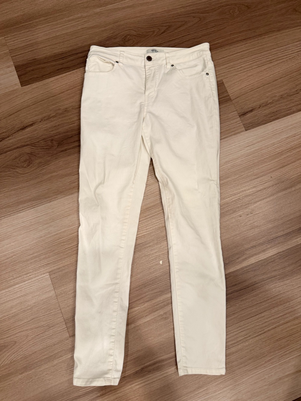 Forever 21 Cream Skinny Jeans - High Rise Slim Fit